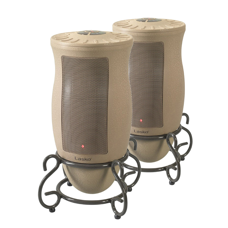 Lasko Designer Series Decorative Oscillating Ceramic Space Heater, Tan (2 Pack)