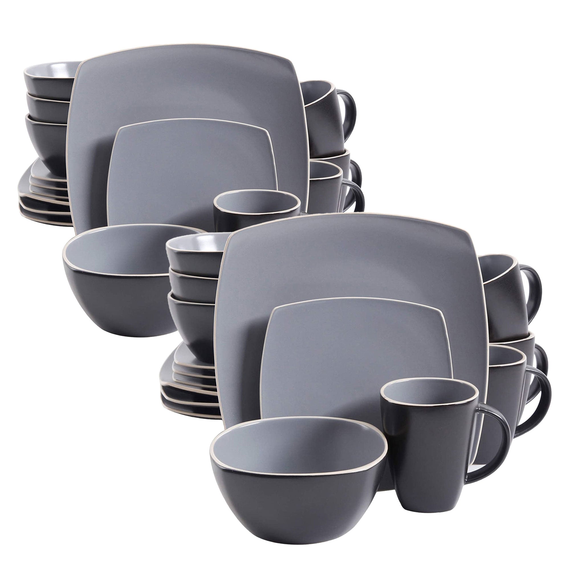 Gibson Elite Soho Lounge 16 Piece Plates, Bowls, & Mugs Dinnerware Set (2 Pack) - VMInnovations