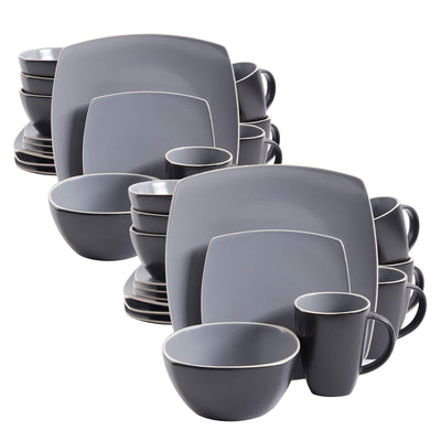 Gibson Elite Soho Lounge 16 Piece Plates, Bowls, & Mugs Dinnerware Set (2 Pack) - VMInnovations