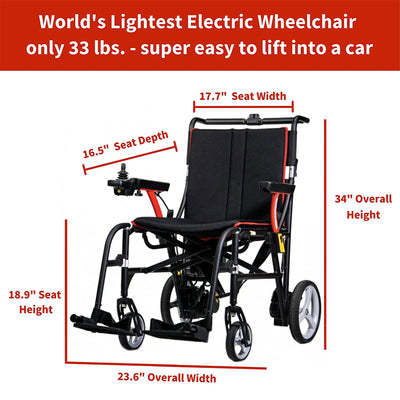 FeatherChair Featherweight Electric Power Folding Wheelchair with Hand Control