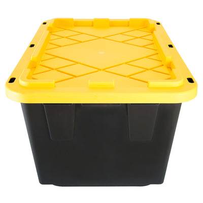 Professional Storage Tote with Handles, 27 Gallon, Black (4 Pack) (Used)