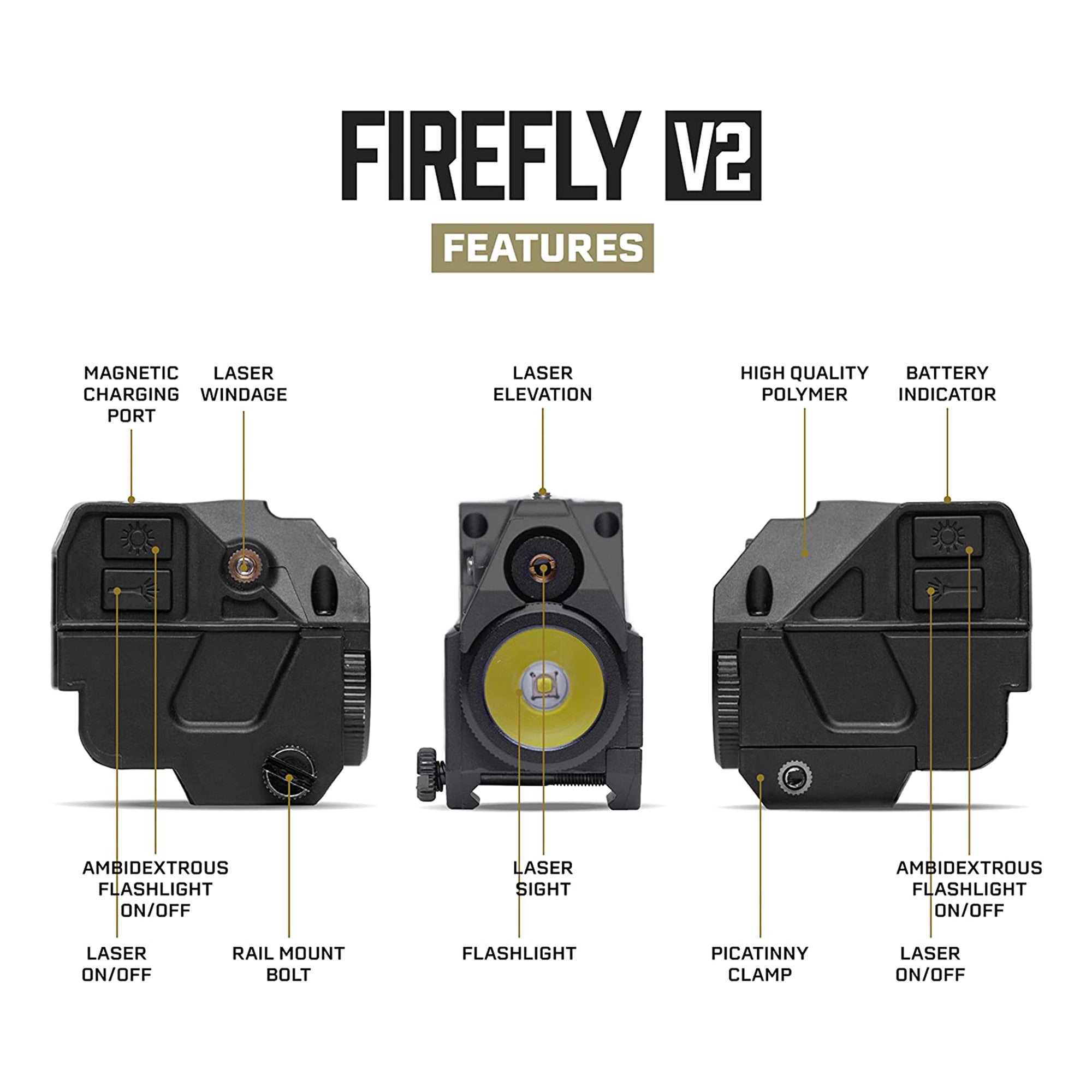 Tacticon Firefly V2 Flashlight Precision Laser Sight for Hunting, Green Laser - VMInnovations