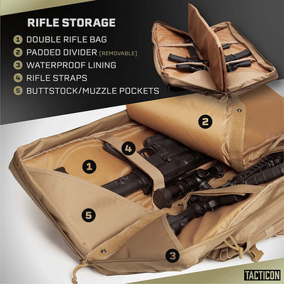 Tacticon Armament BattleBag 36 In Padded Tactical Double Slot Bag Gear Case, Tan