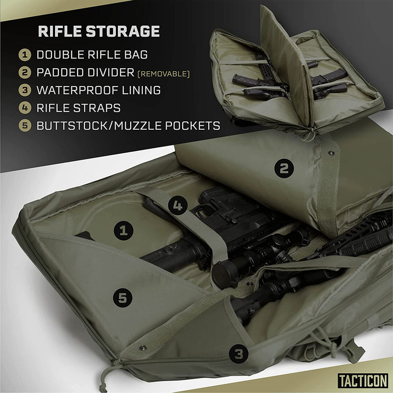 Tacticon Armament BattleBag 36 Inch Nylon Double Slot Bag Gear Case, Olive Green