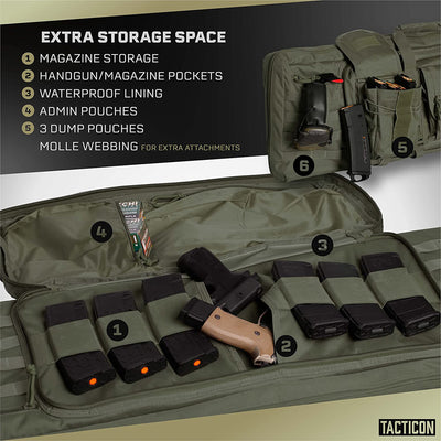 Tacticon Armament BattleBag 36 Inch Nylon Double Slot Bag Gear Case, Olive Green - VMInnovations