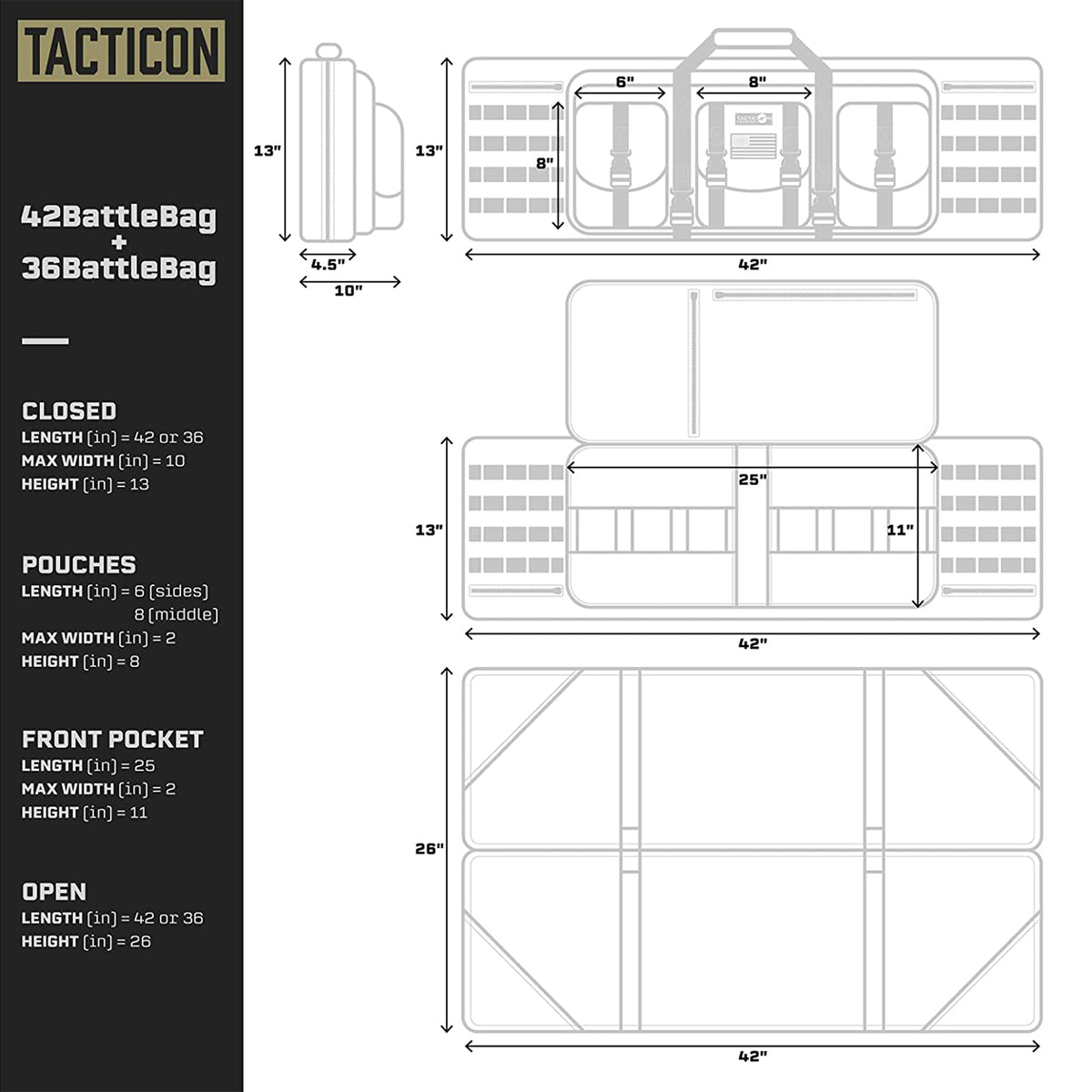 Tacticon Armament BattleBag 36 Inch Nylon Double Slot Bag Gear Case, Olive Green - VMInnovations