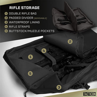 Tacticon Armament Battle Bag 36 Inch Tactical Double Slot Bag Gear Case, Black - VMInnovations