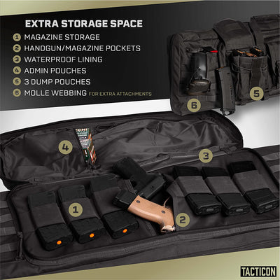Tacticon Armament Battle Bag 36 Inch Tactical Double Slot Bag Gear Case, Black - VMInnovations
