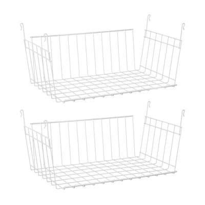 ClosetMaid 17 In Wide Hanging Basket for Wire Shelving Organizer, White (2 Pack)