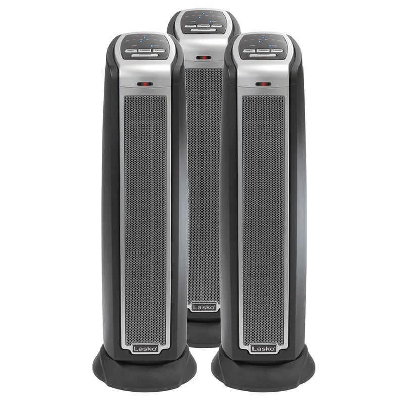 Lasko Portable Electric 1500W Oscillating Ceramic Tower Space Heater (3 Pack)
