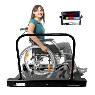 PEC Scales Medical Wheelchair Scale w/ Dual Ramp & Handlebar, 1000lb Max x 0.2lb