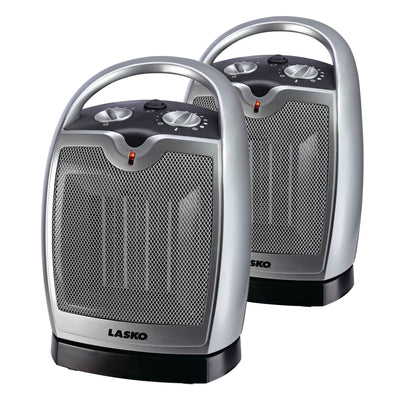Lasko 5409 Portable Electric 1500W Oscillating Ceramic Space Heater, 2 Pack