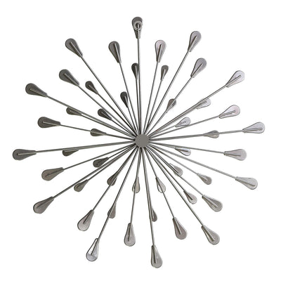 Stratton Home Decor Silver Acrylic Burst 16x16x1.75 In Metal Wall Art Decoration