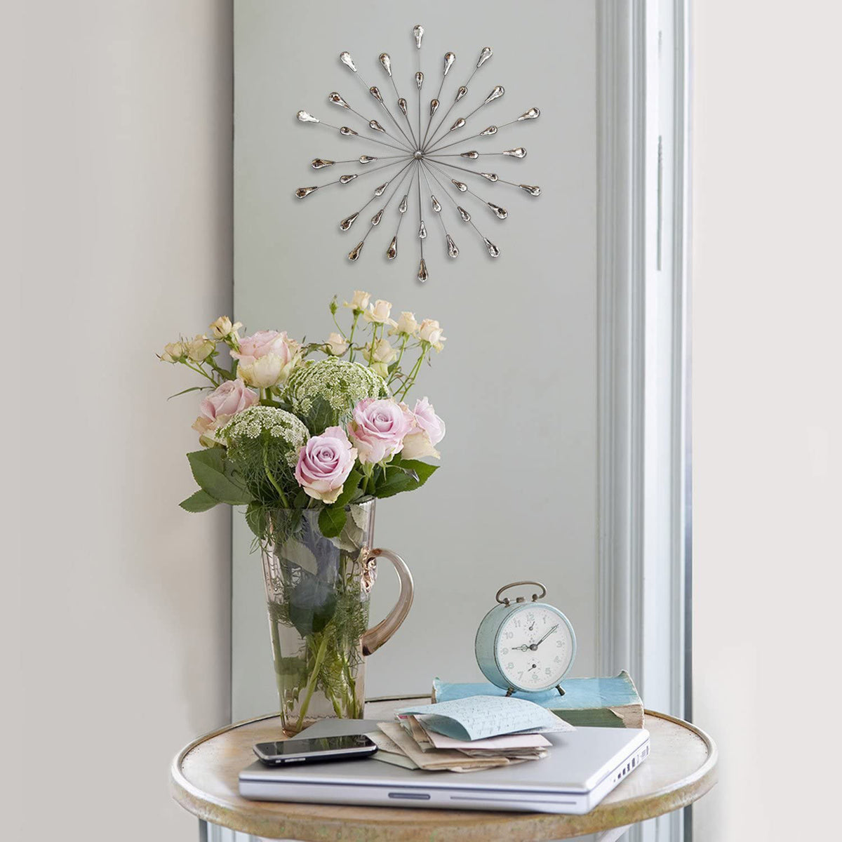 Stratton Home Decor Silver Burst 16x16 In Metal Wall Art Decoration (Open Box)
