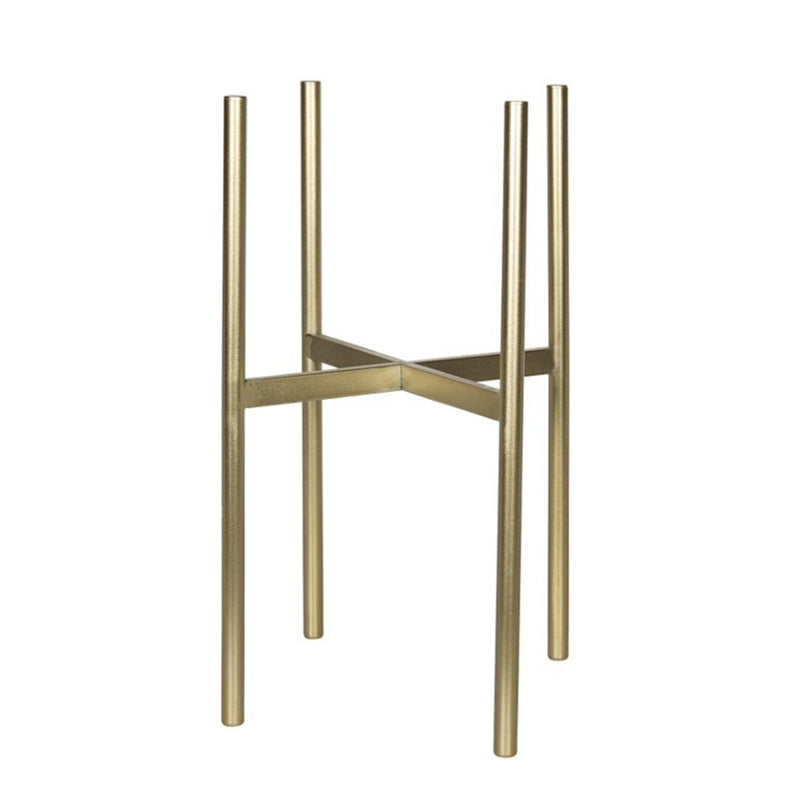 S33553 Medium Contemporary Faux Plant Stand, White and Gold (Used)
