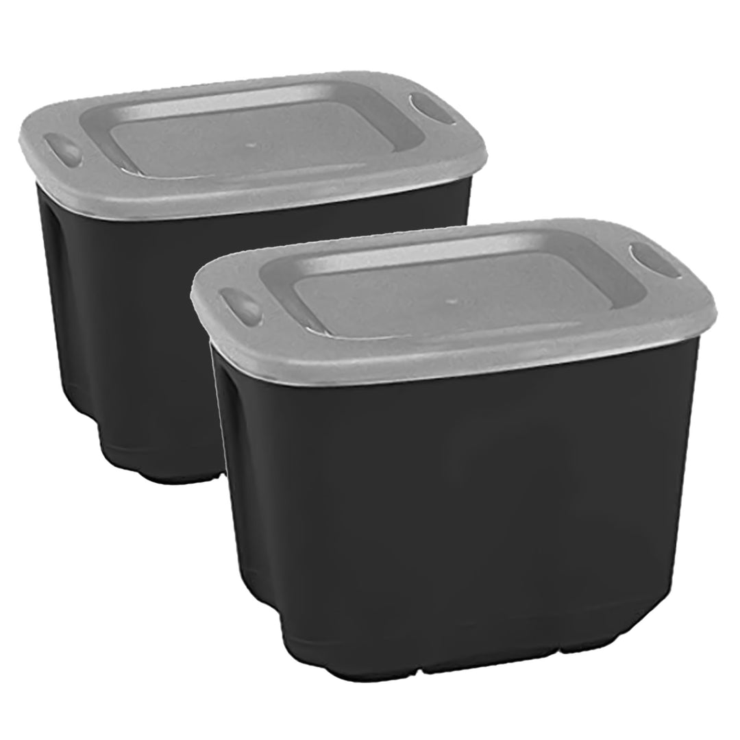 Homz 6610BKTS.10 10 Gallon Molded Plastic Storage Bin with Secure Lid (2 Pack)