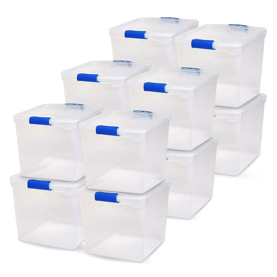 Homz 31 Quart Heavy Duty Clear Plastic Stackable Storage Containers, 12 Pack