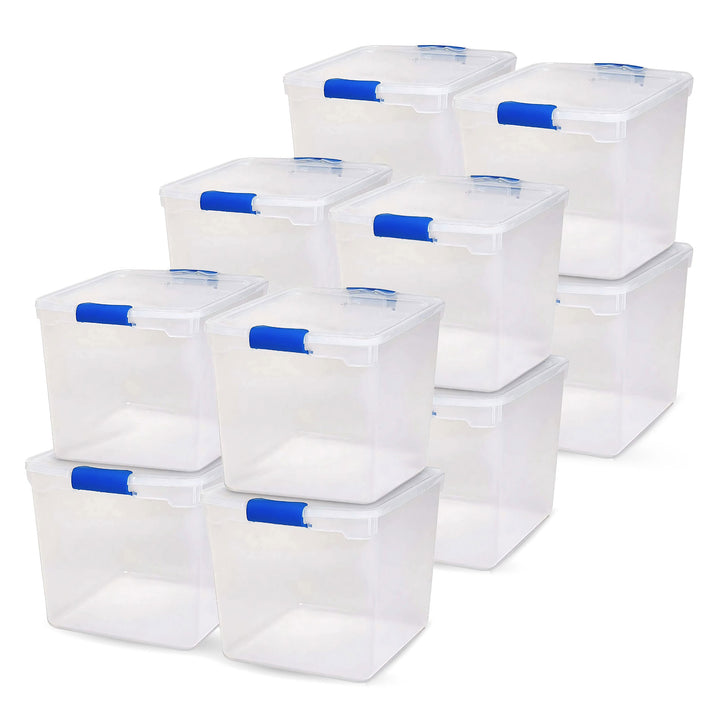 Homz 31 Quart Heavy Duty Clear Plastic Stackable Storage Containers, 12 Pack