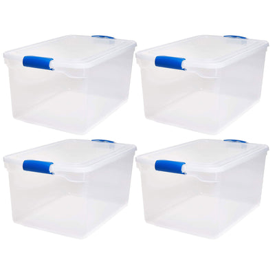 Homz 66 Quart Heavy Duty Modular Stackable Storage Containers, Clear, 4 Pack