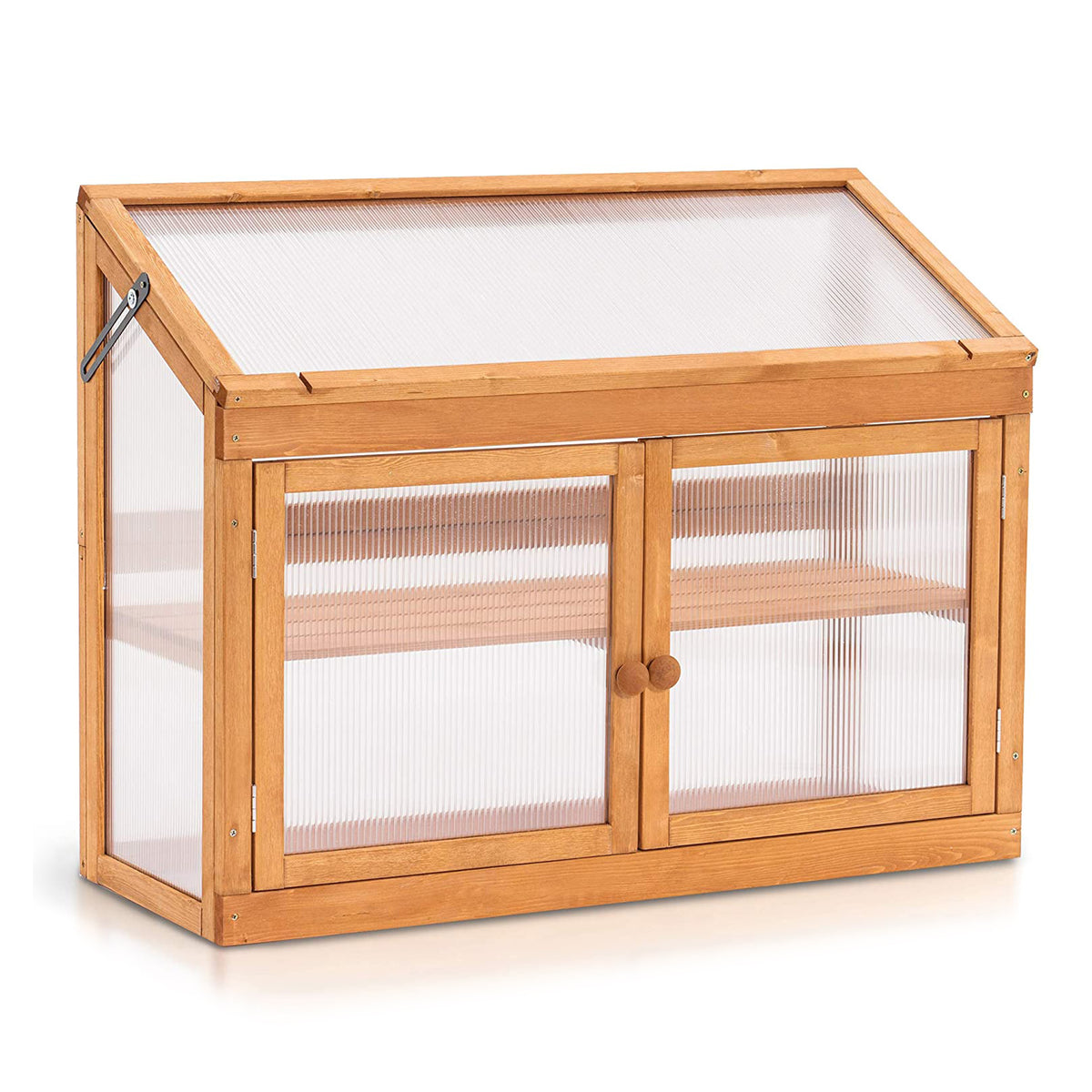MCombo 2-Tier Outdoor/Indoor Wooden Cold Frame Greenhouse with Shelf and Roof - VMInnovations