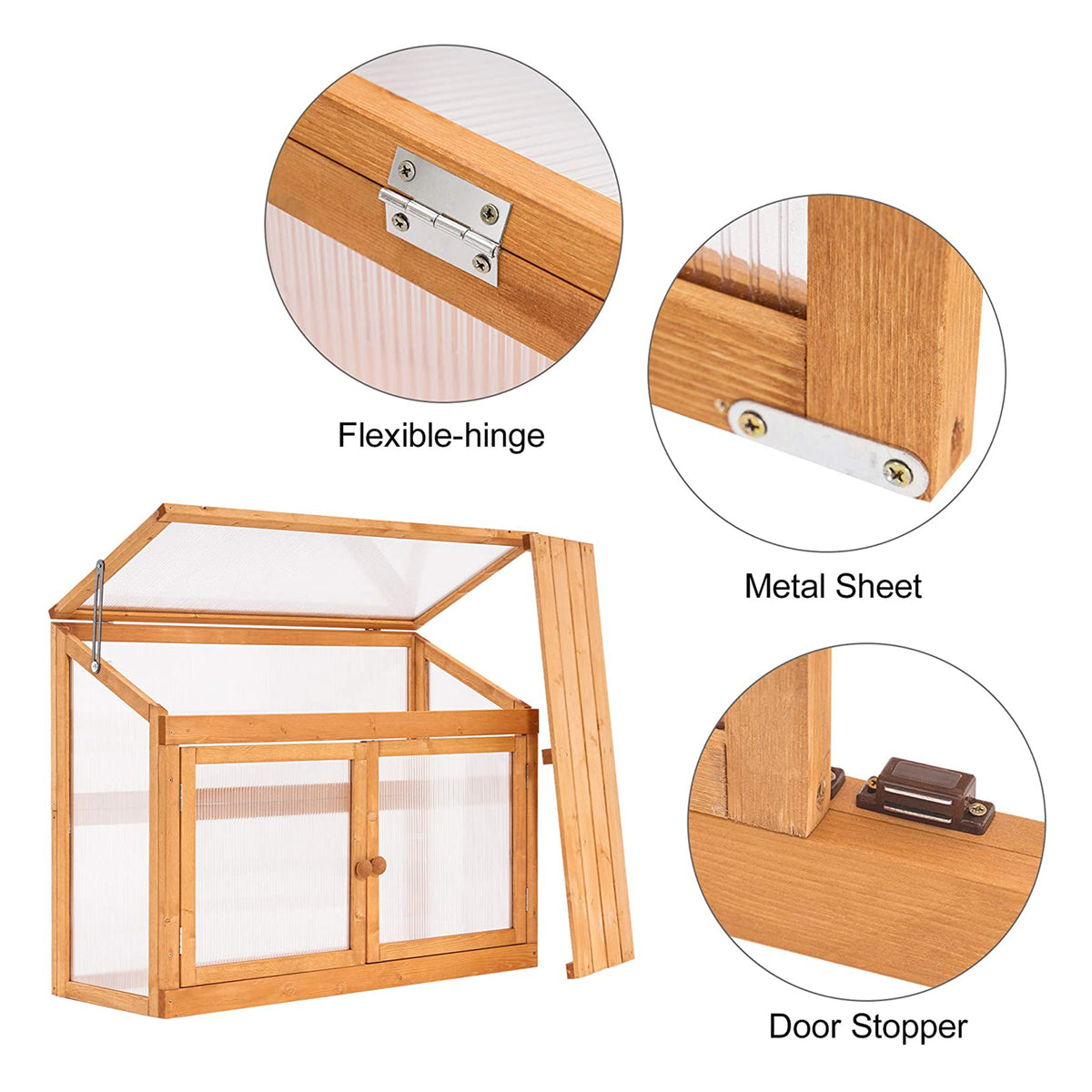 MCombo 2-Tier Outdoor/Indoor Wooden Cold Frame Greenhouse with Shelf and Roof - VMInnovations