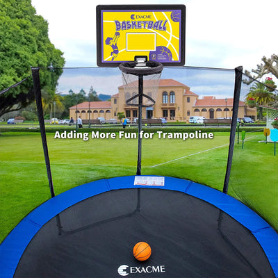 ExacMe Trampoline Basketball Hoop Game Play Sport with U-Bolt Attachment, Yellow