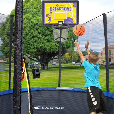 ExacMe Trampoline Basketball Hoop Game Play Sport with U-Bolt Attachment, Yellow