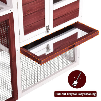Lovupet Outdoor/Indoor Wood Chicken Coop, Rabbit Hutch w/ Pull Out Tray, Auburn