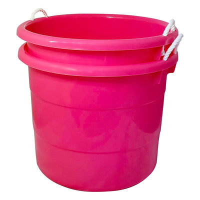 Homz Plastic 18 Gallon Utility Bucket Tub Container with Handles, Pink (2 Pack)
