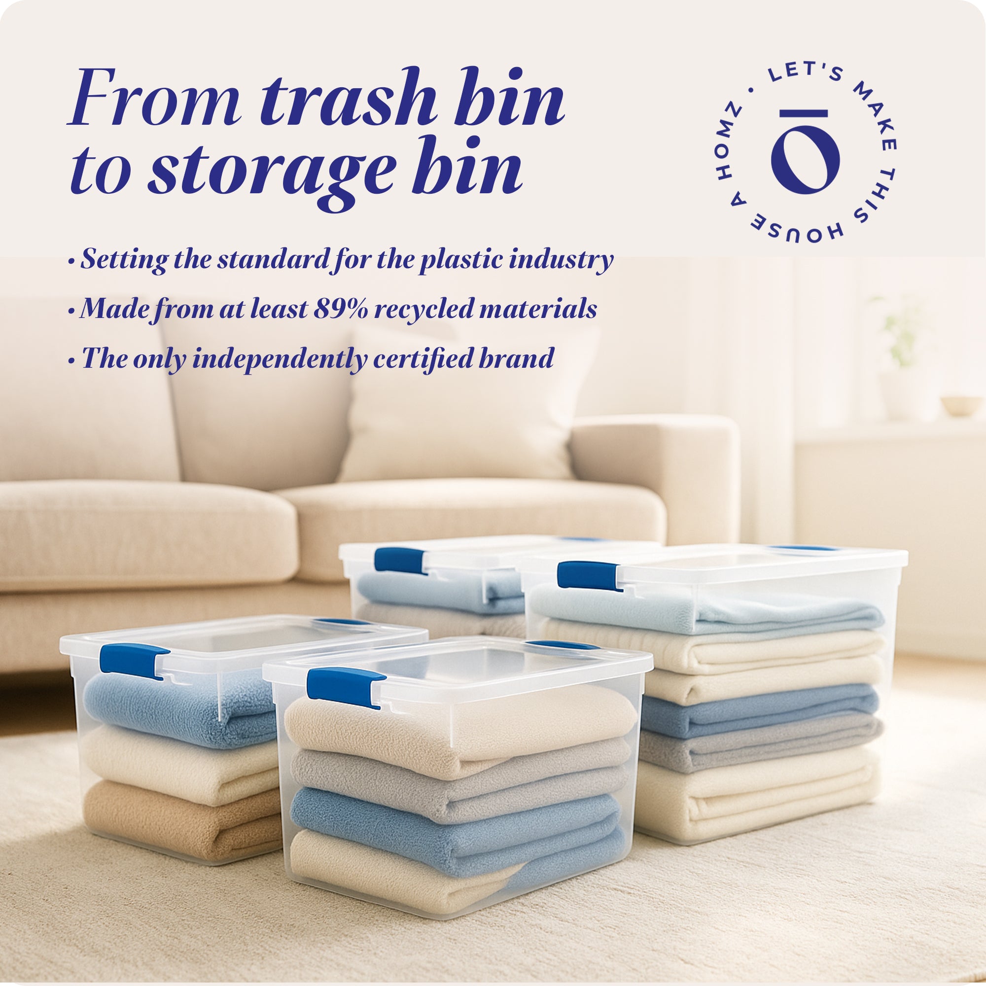 Homz 112 Quart Storage Container 2 Pack with 66 Quart Storage Container 2 Pack