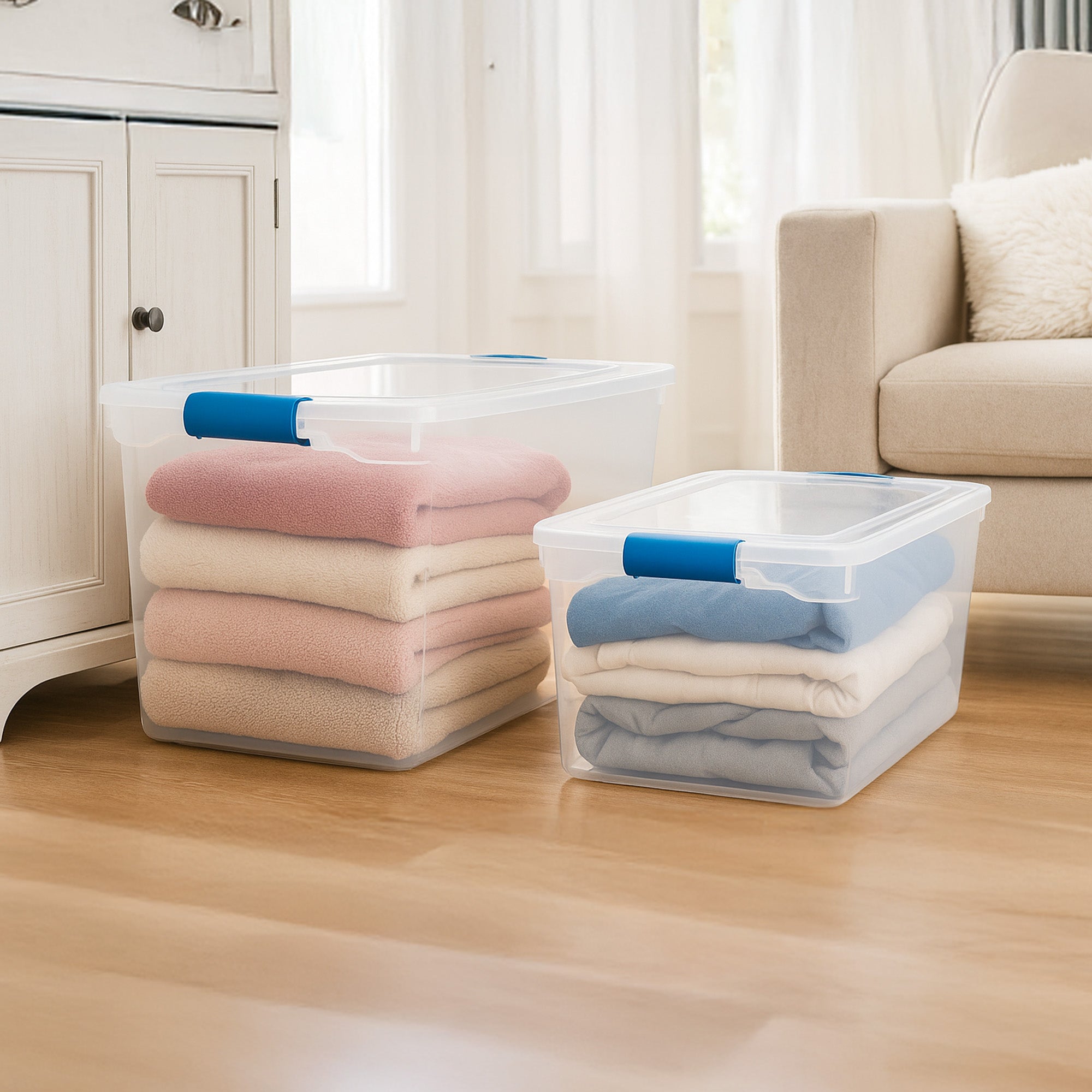 Homz 112 Quart Storage Container 2 Pack with 66 Quart Storage Container 2 Pack
