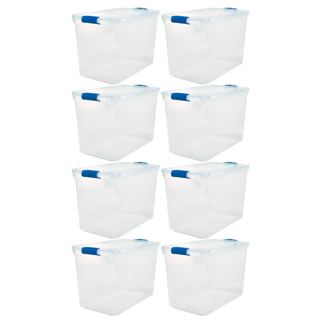 Homz 112 Quart Heavy Duty Clear Plastic Stackable Storage Containers, 8 Pack