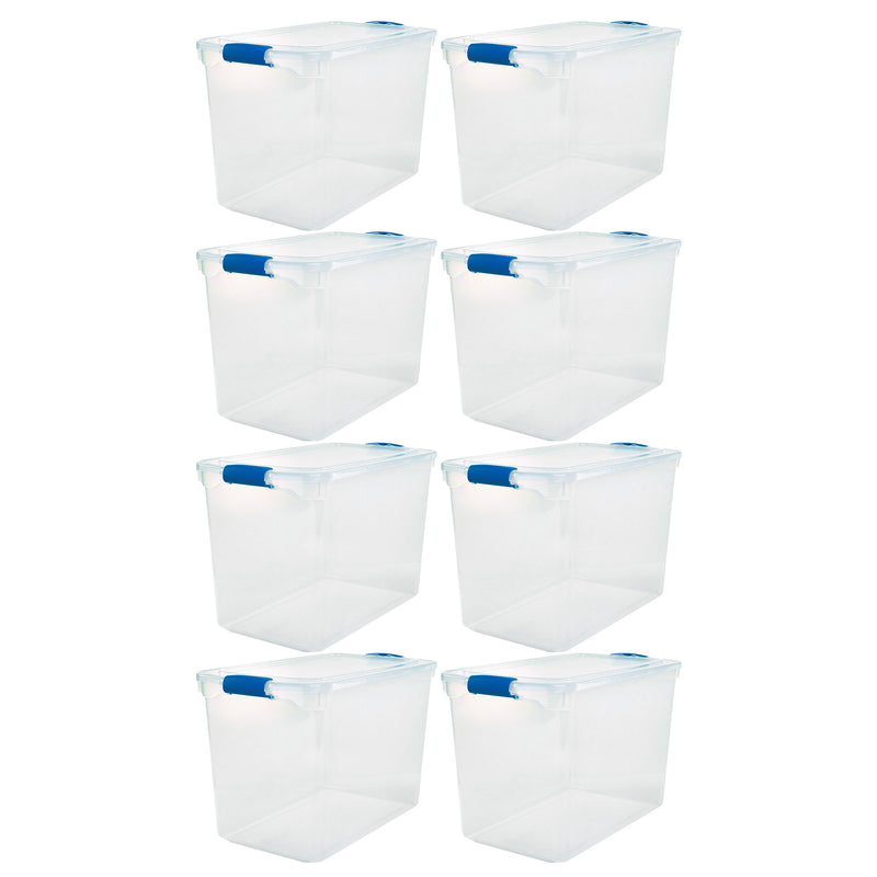 Homz 112 Quart Heavy Duty Clear Plastic Stackable Storage Containers, 8 Pack