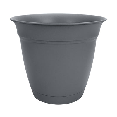 HC Companies 12 Inch Eclipse Planter with Attached Saucer, Warm Gray (Open Box)
