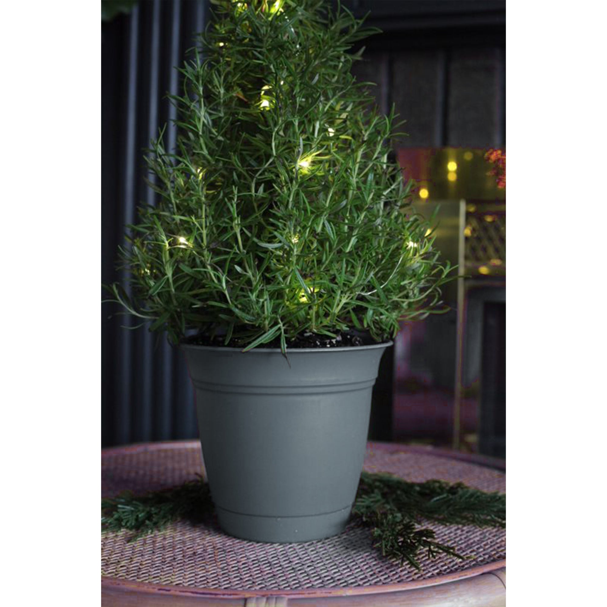 HC Companies 12 Inch Eclipse Planter with Attached Saucer, Warm Gray (Open Box)