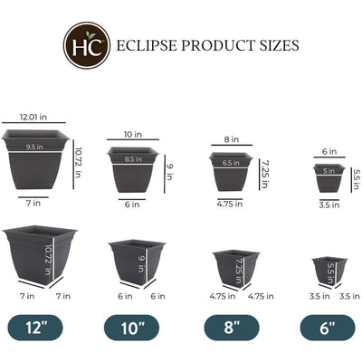 HC Companies ECA12000 12 Inch Eclipse Planter with Attached Saucer, Slate Blue