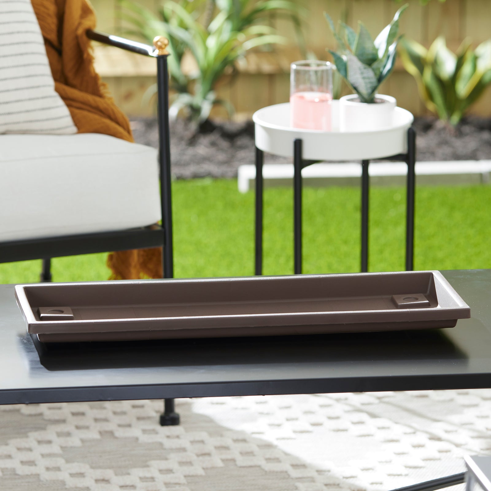 HC Companies Farmhouse 24 Inch Rectangular Flower Box Saucer,Chocolate(Open Box) - VMInnovations