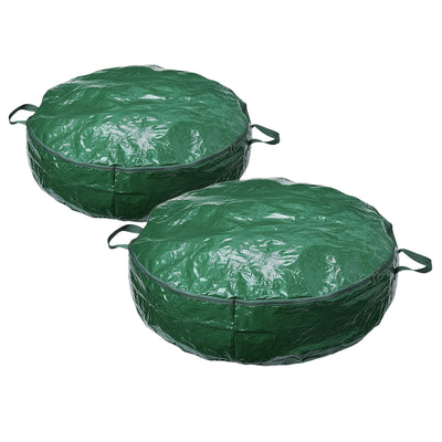 Homz 30 Inch Diameter Holiday Christmas Wreath Poly Fabric Storage Bag (2 Pack)
