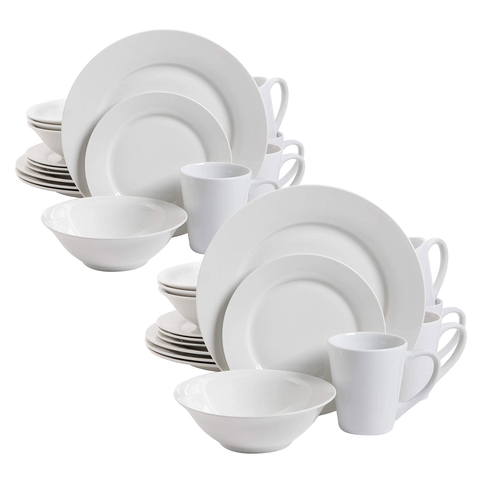 Gibson Porcelain Zen Buffet 16 Piece Round Full Dinnerware Set, White (2 Pack) - VMInnovations