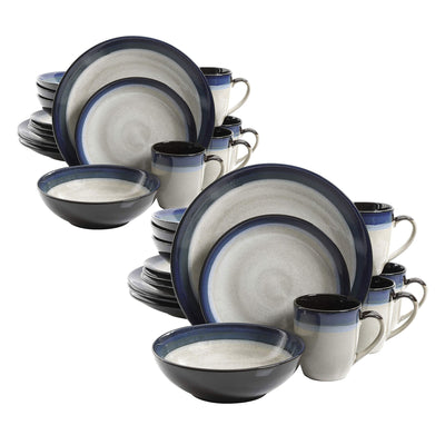 Gibson Elite Couture Band Glazed Stoneware 16 Pc Dinnerware Set, Blue (4 Pack) - VMInnovations