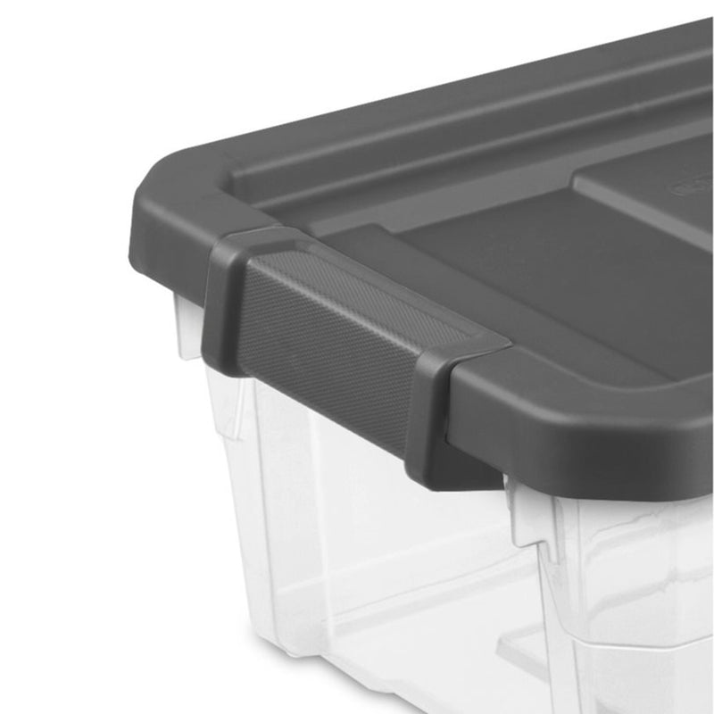 Sterilite 16 Qt Clear Plastic Stacking Storage Containers with Gray Lid (6 Pack)