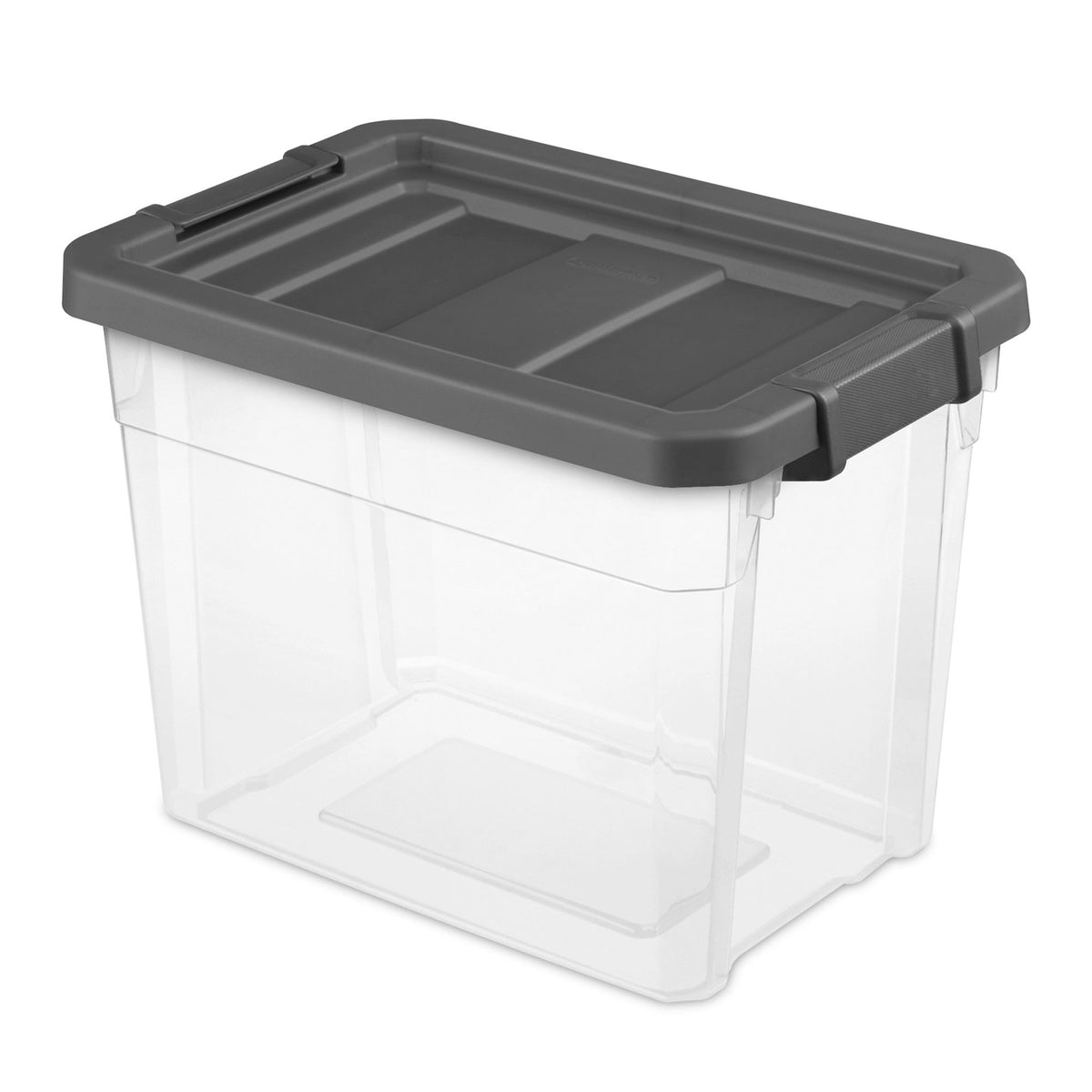 Sterilite 30 Qt Clear Plastic Stackable Storage Container Bin w/ Grey Latch Lid