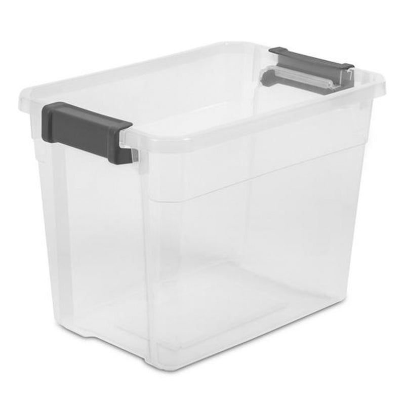 Sterilite 30 Qt Clear Plastic Stackable Storage Bin w/ Grey Latch Lid (18 Pack)