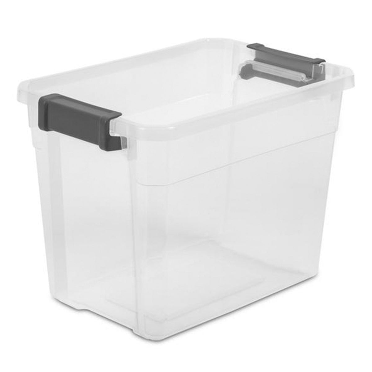 Sterilite 30 Qt Clear Plastic Stackable Storage Container Bin w/ Grey Latch Lid
