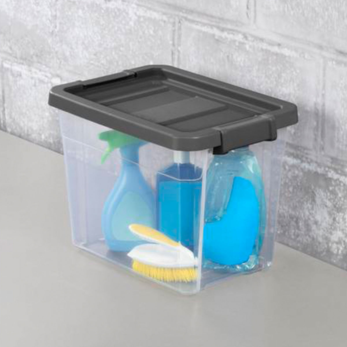 Sterilite 30 Qt Clear Plastic Stackable Storage Container Bin w/ Grey Latch Lid