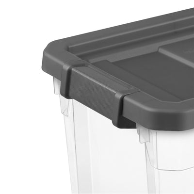 Sterilite 30 Qt Clear Plastic Stackable Storage Container Bin w/ Grey Latch Lid