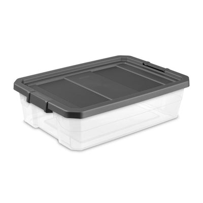 Sterilite 40 Quart Plastic Under Bed Storage Bin Tote & Latch Lid, 24 Pack, Gray