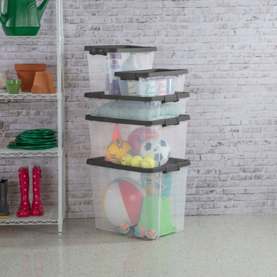 Sterilite 40 Quart Plastic Under Bed Storage Bin Tote & Latch Lid, 12 Pack, Gray