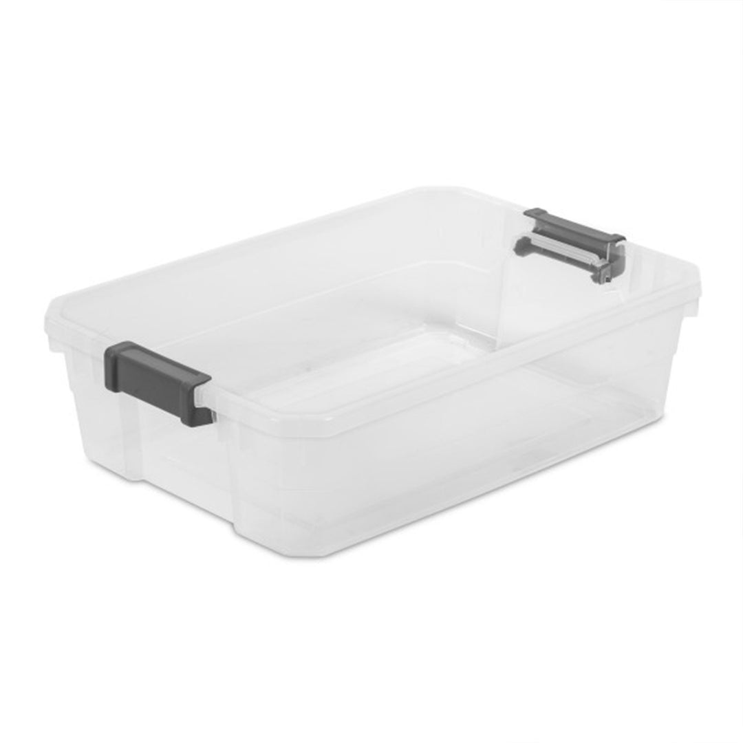 Sterilite 40 Quart Plastic Storage Bin Tote & Latch Lid, 6 Pack, Gray