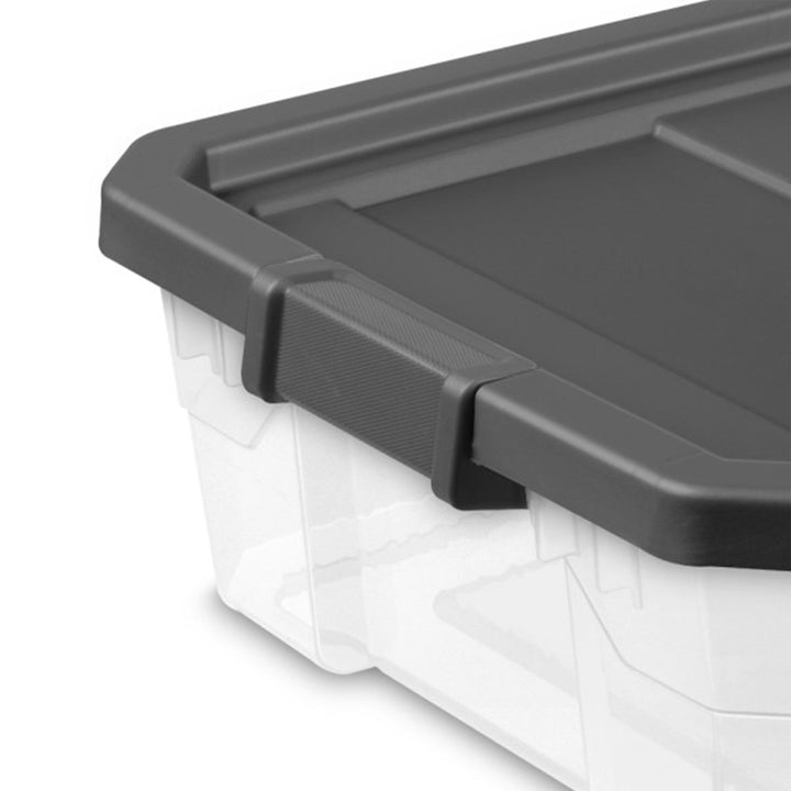 Sterilite 40 Quart Plastic Under Bed Storage Bin Tote & Latch Lid, 6 Pack, Gray